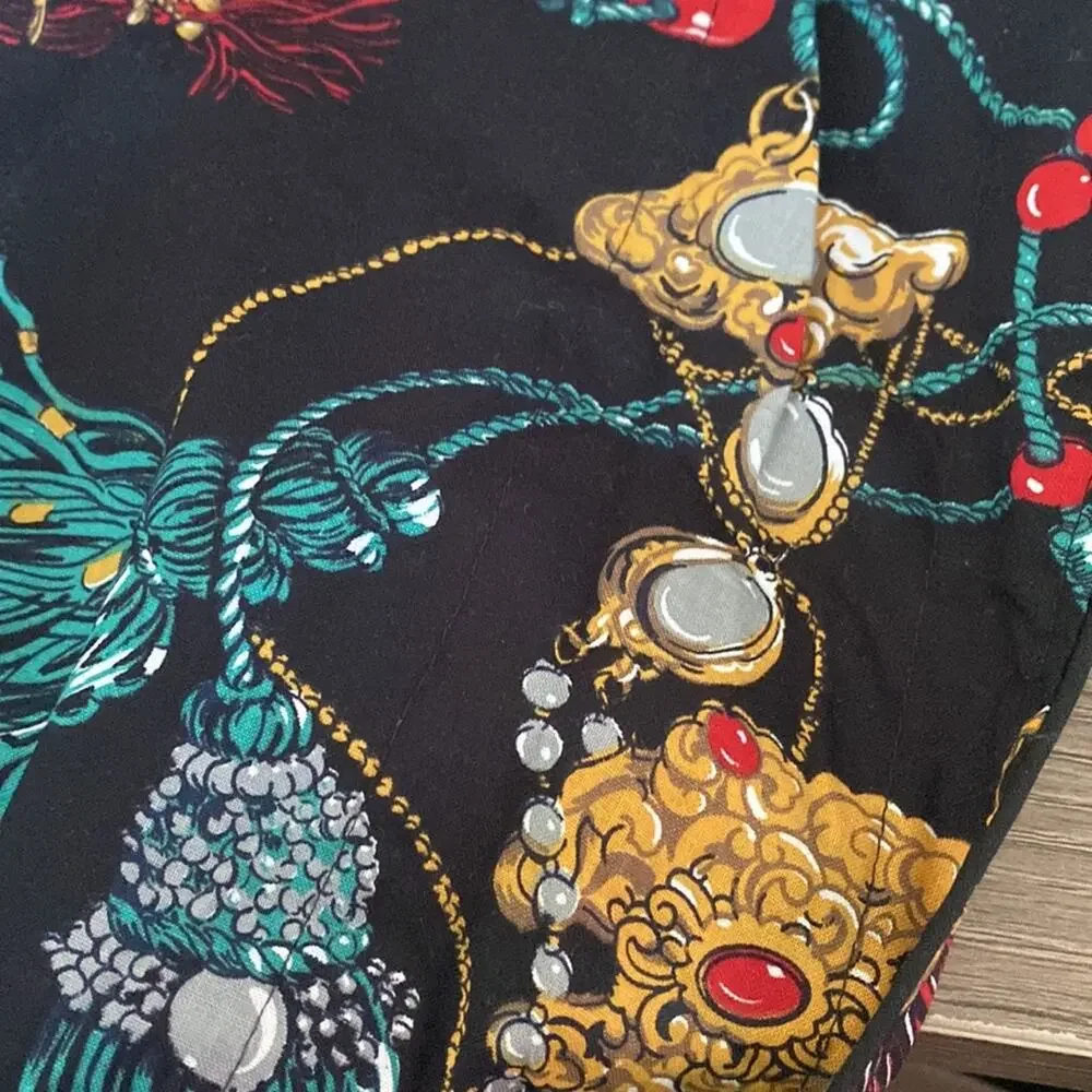 Vintage Shady Character NYC Rare 80s Black Cotton Jeweled Bath Robe size 4